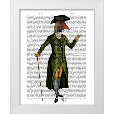 Goose in Green Regency Coat White Modern Wood Framed Art Print by Fab Funky