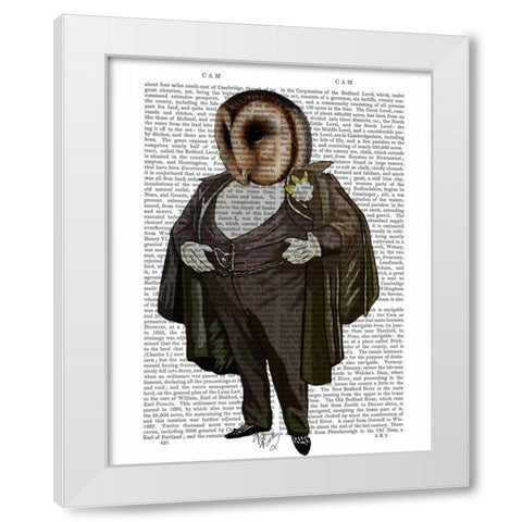 Owl At the Opera White Modern Wood Framed Art Print by Fab Funky