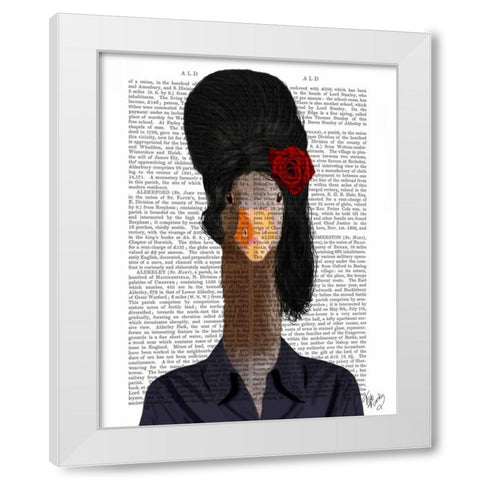 Amy Winehouse Goose White Modern Wood Framed Art Print by Fab Funky