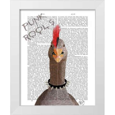 Punk Rock Goose White Modern Wood Framed Art Print by Fab Funky