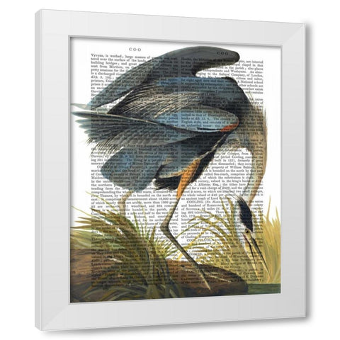 Blue Heron 1 White Modern Wood Framed Art Print by Fab Funky