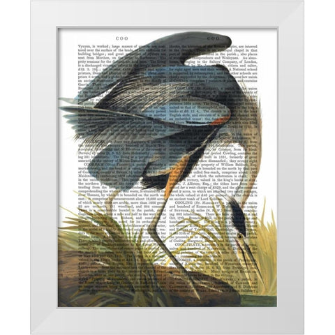 Blue Heron 1 White Modern Wood Framed Art Print by Fab Funky