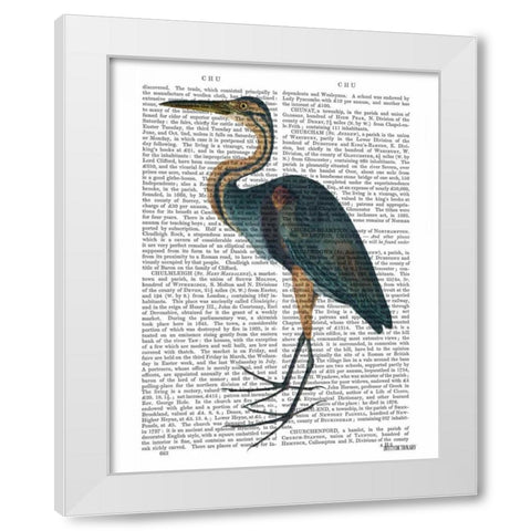 Blue Heron 3 White Modern Wood Framed Art Print by Fab Funky