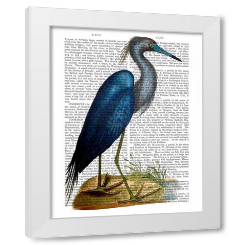Blue Heron 2 White Modern Wood Framed Art Print by Fab Funky