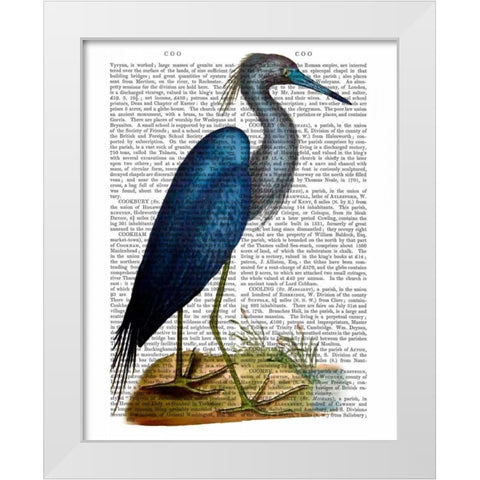 Blue Heron 2 White Modern Wood Framed Art Print by Fab Funky