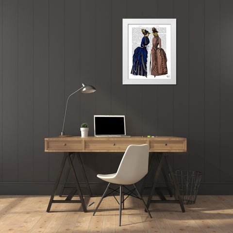 The Gossip Birds White Modern Wood Framed Art Print by Fab Funky