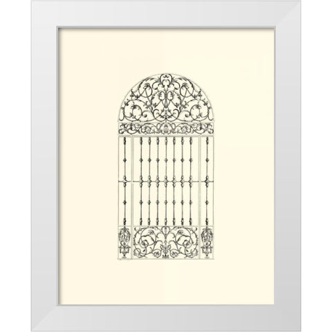 B-W Wrought Iron Gate III White Modern Wood Framed Art Print by Unknown