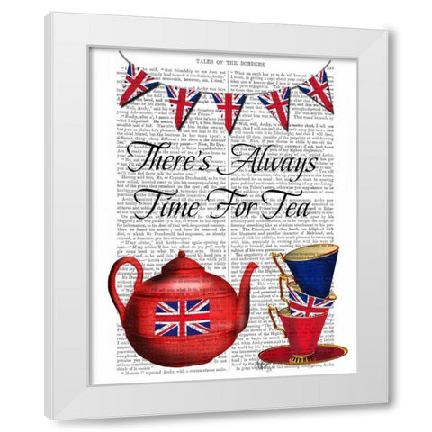 Time For Tea White Modern Wood Framed Art Print by Fab Funky