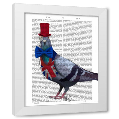 London Pigeon White Modern Wood Framed Art Print by Fab Funky