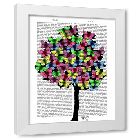 Butterfly Tree White Modern Wood Framed Art Print by Fab Funky