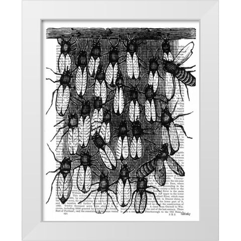 Bee and Honeycomb Print White Modern Wood Framed Art Print by Fab Funky