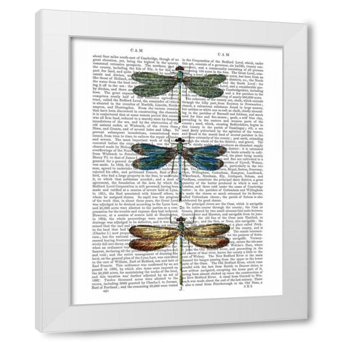 Dragonflies Print 1 White Modern Wood Framed Art Print by Fab Funky