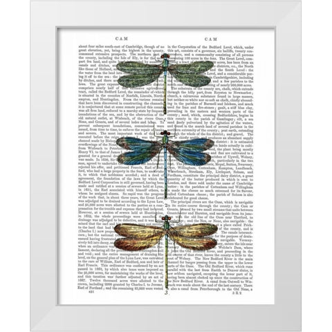 Dragonflies Print 1 White Modern Wood Framed Art Print by Fab Funky