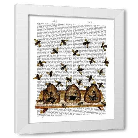 BeeHive Print White Modern Wood Framed Art Print by Fab Funky