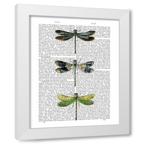 Dragonflies Print 2 White Modern Wood Framed Art Print by Fab Funky