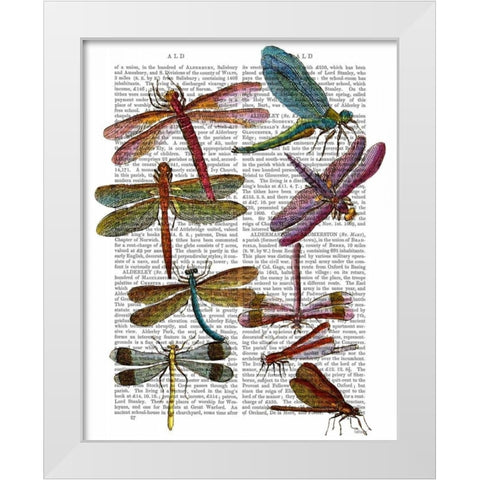Dragonfly Print 3 White Modern Wood Framed Art Print by Fab Funky