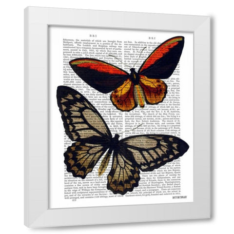 Butterflies 2 White Modern Wood Framed Art Print by Fab Funky