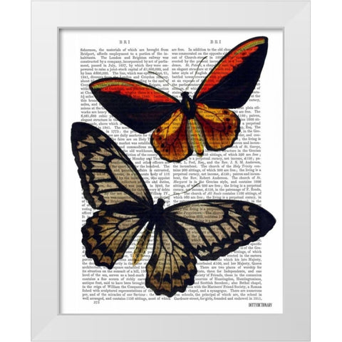 Butterflies 2 White Modern Wood Framed Art Print by Fab Funky