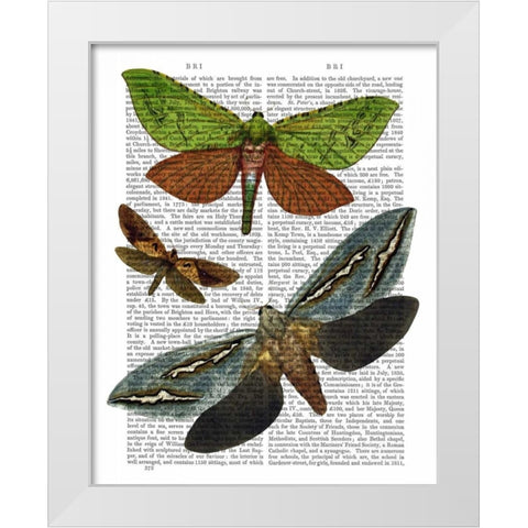 Butterflies 3 White Modern Wood Framed Art Print by Fab Funky