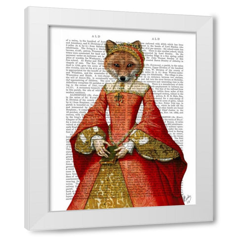 Fox Queen White Modern Wood Framed Art Print by Fab Funky
