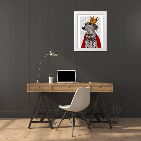 Greyhound Queen White Modern Wood Framed Art Print by Fab Funky