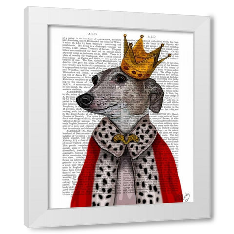 Greyhound Queen White Modern Wood Framed Art Print by Fab Funky