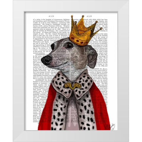 Greyhound Queen White Modern Wood Framed Art Print by Fab Funky