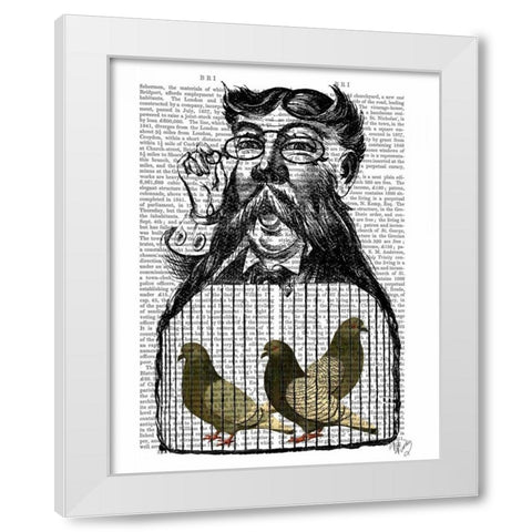 Pigeon Fancier White Modern Wood Framed Art Print by Fab Funky
