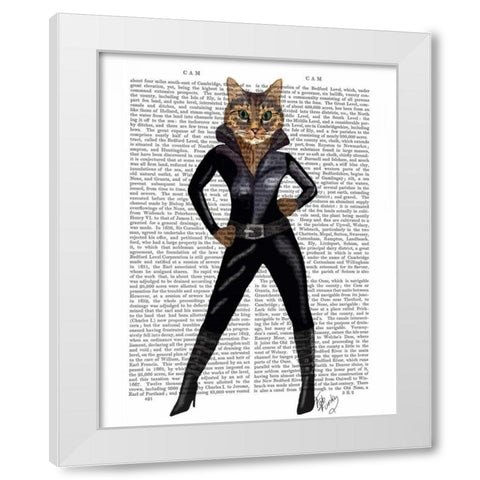 Catwoman White Modern Wood Framed Art Print by Fab Funky