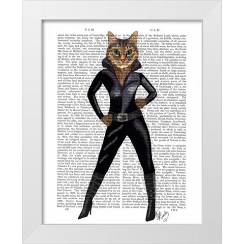 Catwoman White Modern Wood Framed Art Print by Fab Funky