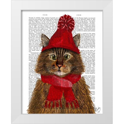 Maine Coon Cat White Modern Wood Framed Art Print by Fab Funky
