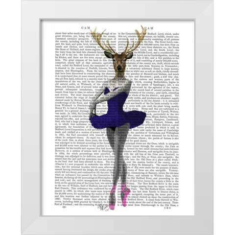 Ballet Deer in Blue White Modern Wood Framed Art Print by Fab Funky