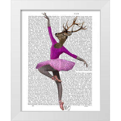 Ballet Deer in Pink White Modern Wood Framed Art Print by Fab Funky