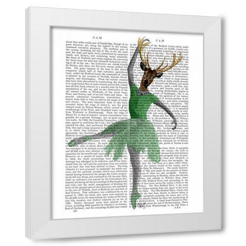 Ballet Deer in Green White Modern Wood Framed Art Print by Fab Funky