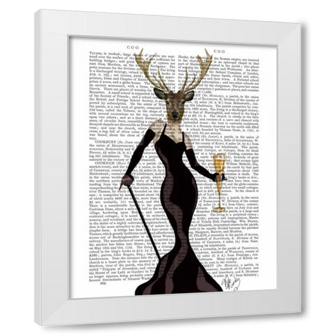 Glamour Deer in Black White Modern Wood Framed Art Print by Fab Funky