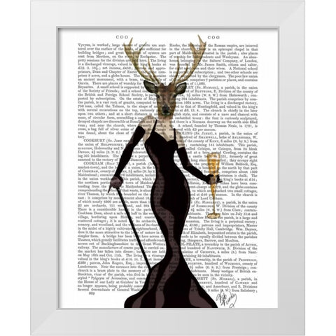 Glamour Deer in Black White Modern Wood Framed Art Print by Fab Funky