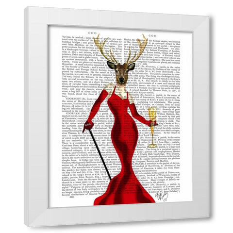 Glamour Deer In Red White Modern Wood Framed Art Print by Fab Funky