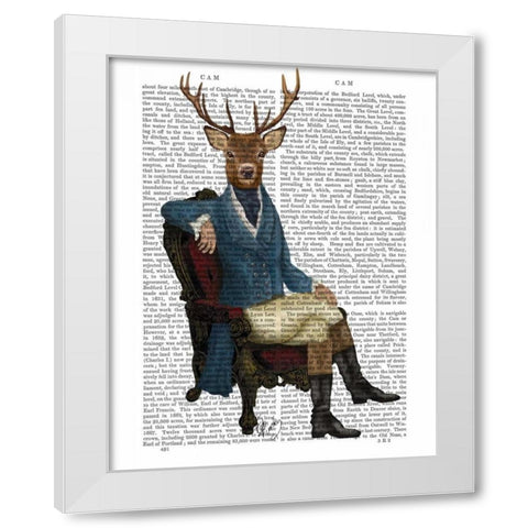 Distinguished Deer Full White Modern Wood Framed Art Print by Fab Funky