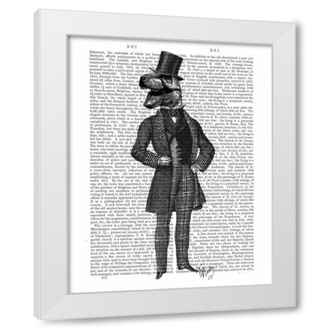 Dinosaur TRex Man 1 White Modern Wood Framed Art Print by Fab Funky