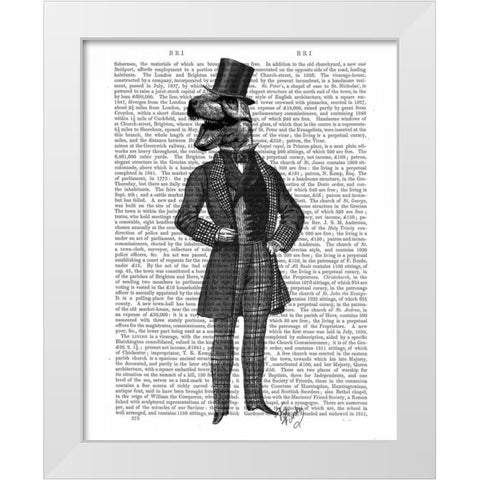 Dinosaur TRex Man 1 White Modern Wood Framed Art Print by Fab Funky