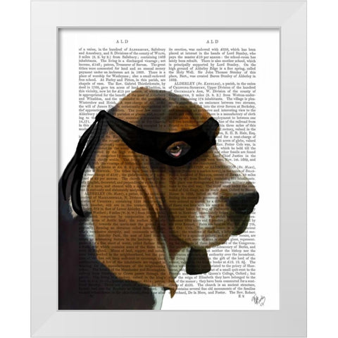 Basset Hound Ninja White Modern Wood Framed Art Print by Fab Funky
