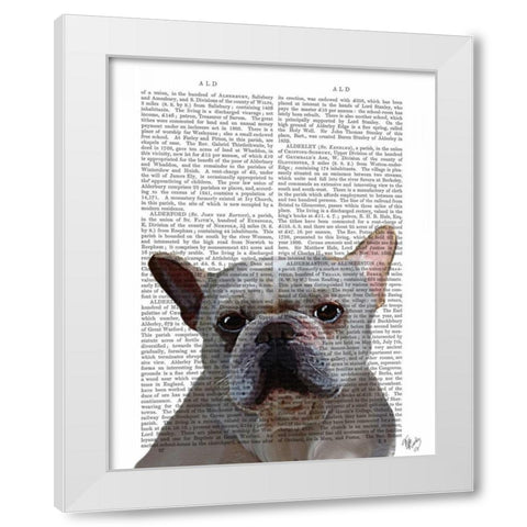 White French Bulldog Plain White Modern Wood Framed Art Print by Fab Funky