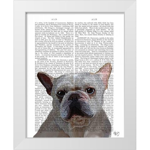 White French Bulldog Plain White Modern Wood Framed Art Print by Fab Funky