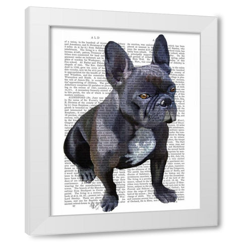French Bulldog Plain White Modern Wood Framed Art Print by Fab Funky