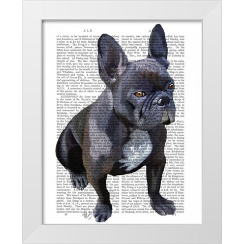 French Bulldog Plain White Modern Wood Framed Art Print by Fab Funky