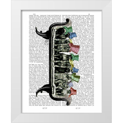 Dogs on Sofa White Modern Wood Framed Art Print by Fab Funky