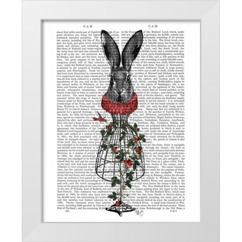 Strawberry Hare White Modern Wood Framed Art Print by Fab Funky