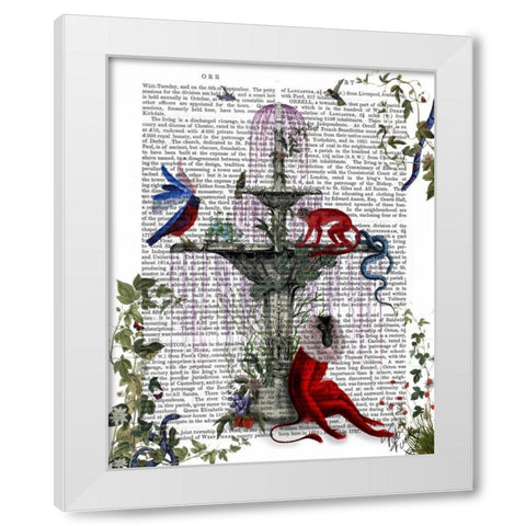 Scarlet Monkey White Modern Wood Framed Art Print by Fab Funky