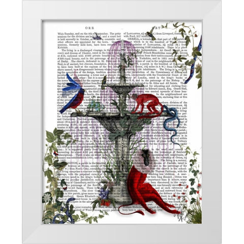 Scarlet Monkey White Modern Wood Framed Art Print by Fab Funky