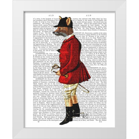 Fox Hunter 1 White Modern Wood Framed Art Print by Fab Funky